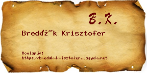 Bredák Krisztofer névjegykártya